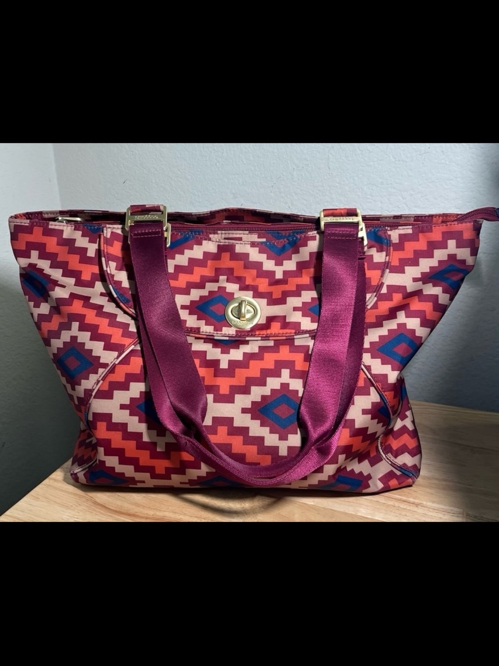 Baggallini Alberta Travel Tote Aztec Orange Purple Print Women’s Bag